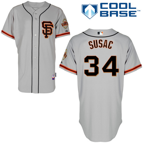 Andrew Susac #34 Youth Baseball Jersey-San Francisco Giants Authentic Road 2 Gray Cool Base MLB Jersey